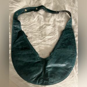 Sash Bag- Reversible Genuine Leather Classic Plus Size- Dove Gray/Bahama Blue